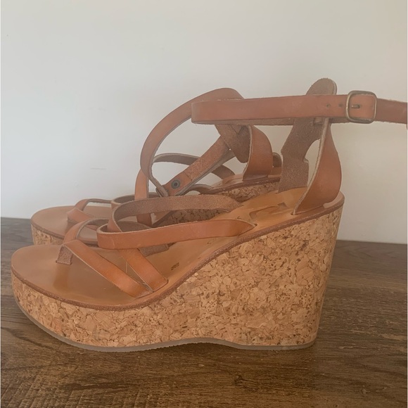 Kjaques St. Tropez Cunegonde Womens Brown Strappy Wedge Heels Sandals Shoe 6.5-7 - Picture 6 of 10